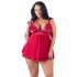 Cottelli Plus Size - spets babydoll (röd)