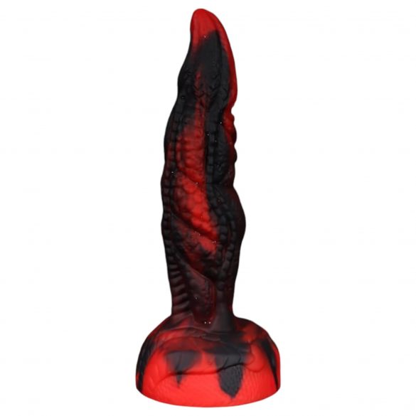 OgazR Hell Dong - sugkoppare ribbad dildo - 20 cm (svart-röd)