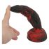 OgazR Hell Dong - sugkoppare ribbad dildo - 20 cm (svart-röd)