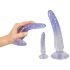 Kristallklar - analtränare dildo set - 3 st (genomskinlig-blå)