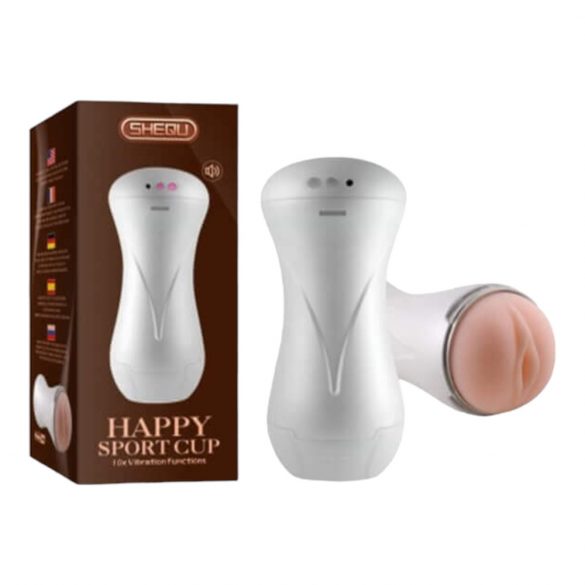 Lonely Happy - batteridriven stönande vibrator (vit/natur)