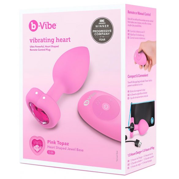 b-vibe hjärta - uppladdningsbar anal vibrator (rosa)