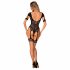 Obsessive - Patterned Open Mesh Bodysuit (Black) - (S-L) 