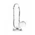 Addiction Crystal - stående dildo med pung (genomskinlig) - 15cm