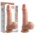 Dubbel densitet - realistisk dildo med sugkopp och testiklar - 18 cm, natur.