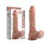 Dubbel densitet - sugpropp, naturtrogen dildo med bollar - 20cm (hudfärg)