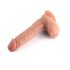 Dubbel densitet - sugpropp, naturtrogen dildo med bollar - 20cm (hudfärg)