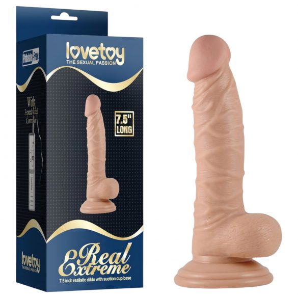 Lovetoy Real Extreme - G-punktdildo med bas och pung - 19 cm (naturlig)