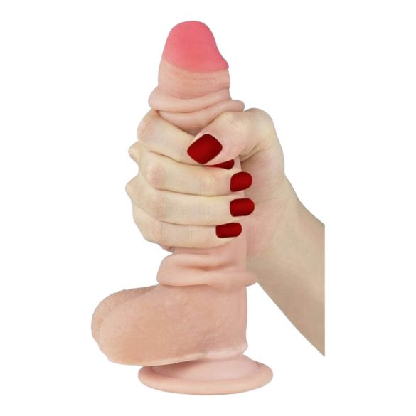 Lovetoy Dubbel - sugkopp dildo - 18cm (naturlig)