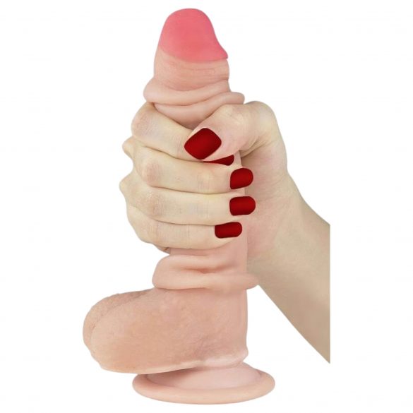 Lovetoy Dubbel - sugkopp dildo - 18cm (naturlig)