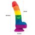 Lovetoy Prider - realistisk flytande silikon dildo - 19cm (regnbåge)