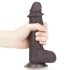 Lovetoy Sliding-Skin - dubbel lager sugkopp dildo - 18cm (brun)