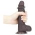 Lovetoy Sliding-Skin - dubbel lager sugkopp dildo - 18cm (brun)