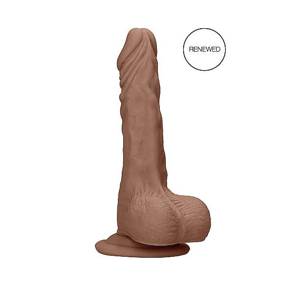 RealRock Dildo 7 - realistisk med pung (17cm) - mörk naturlig