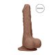 RealRock Dildo 7 - realistisk med pung (17cm) - mörk naturlig