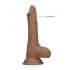 RealRock Dildo 7 - realistisk med pung (17cm) - mörk naturlig