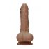 RealRock Dildo 7 - realistisk med pung (17cm) - mörk naturlig