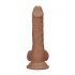 RealRock Dildo 7 - realistisk med pung (17cm) - mörk naturlig