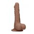 RealRock Dildo 7 - realistisk med pung (17cm) - mörk naturlig