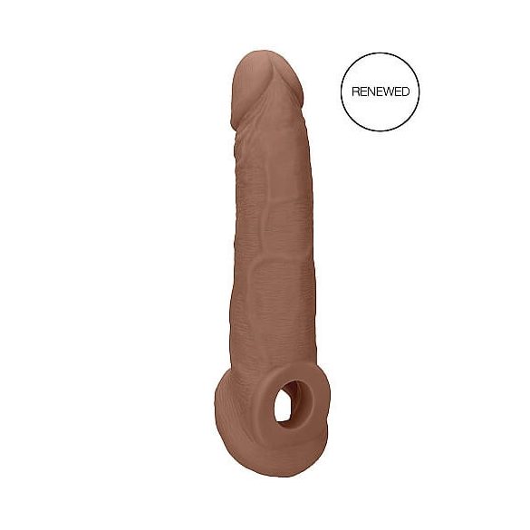 RealRock Penis Sleeve 9 - penisöverdrag (21,5 cm) - mörk naturlig