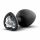 Temptasia M - silver stoned, heart-shaped anal plug (black) - medium