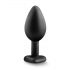 Temptasia M - silver stoned, heart-shaped anal plug (black) - medium