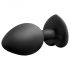 Temptasia M - silver stoned, heart-shaped anal plug (black) - medium