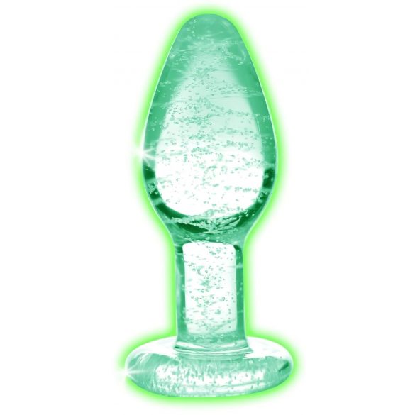 Booty Sparks Mörkerlysande S - glas analdildo (transparent)