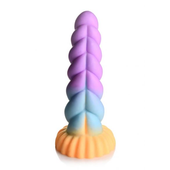 Varelser K*kar Mystique - enhörning dildo - 21 cm (lila-gul)