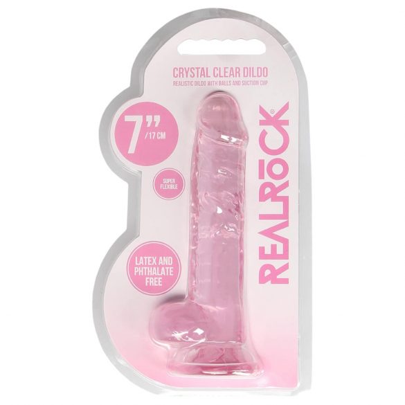 RealRock - genomskinlig realistisk dildo - rosa (17cm)