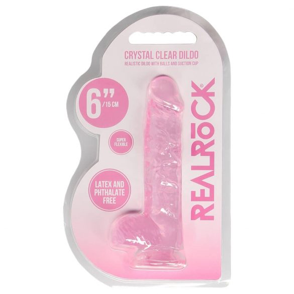 REALROCK - genomskinlig realistisk dildo - rosa (15 cm)