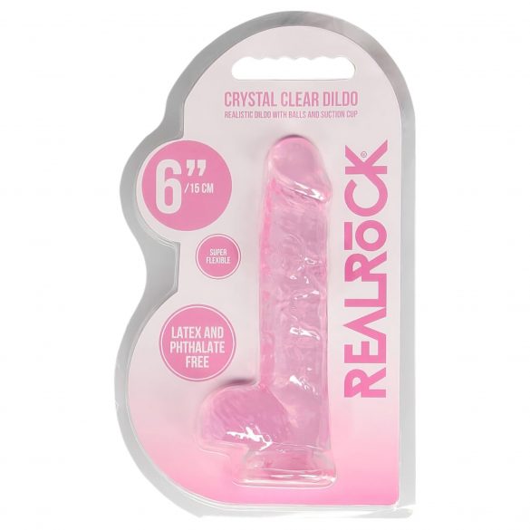 REALROCK - genomskinlig realistisk dildo - rosa (15 cm)