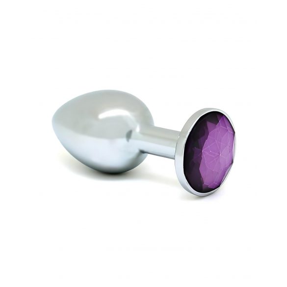 Rimba XS - lila sten, metall anal plug (silver)