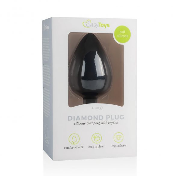 Easytoys Diamond - vit sten analdildo (stor) - svart