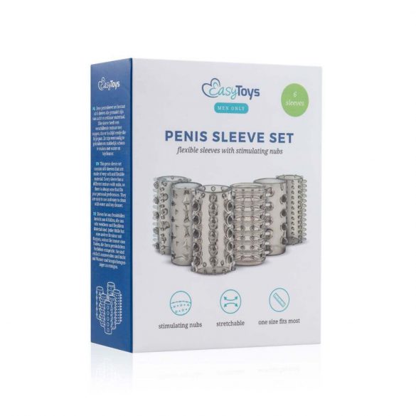 Easytoys Penis Sleeve - penisring set - rök (6 st)