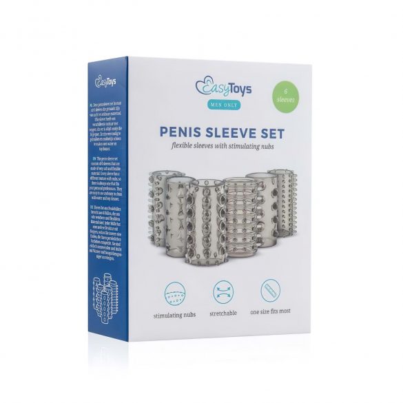 Easytoys Penis Sleeve - penisring set - rök (6 st)