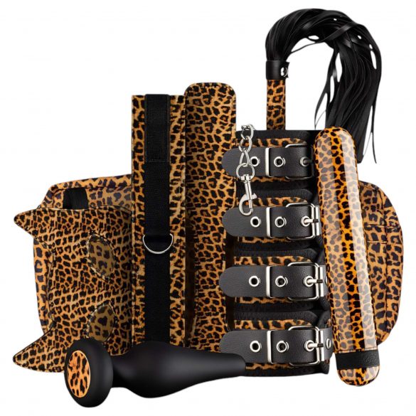 Panthra Gato - vibratorisk bindningsset (8 delar) - leopard-svart