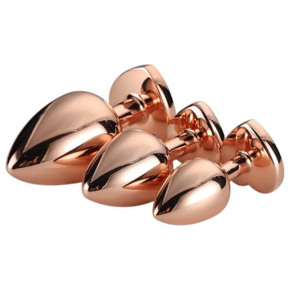 Gleaming Love - hjärtformad anal plug set - roséguld (3 delar)