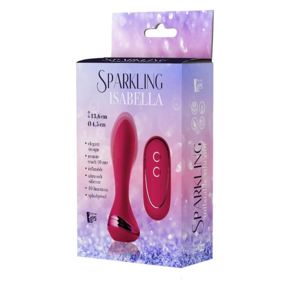 Sparkling Isabella - uppladdningsbar, radiostyrd pumpbar anal vibrator (röd)