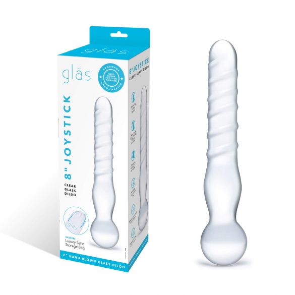 GLAS - tvåändad, genomskinlig dildo i glas