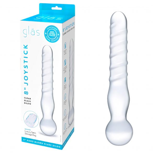 GLAS - tvåändad, genomskinlig dildo i glas