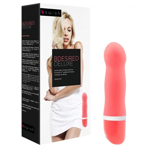 B SWISH Bdesired Deluxe - stavvibrator med upphöjt huvud (korall)