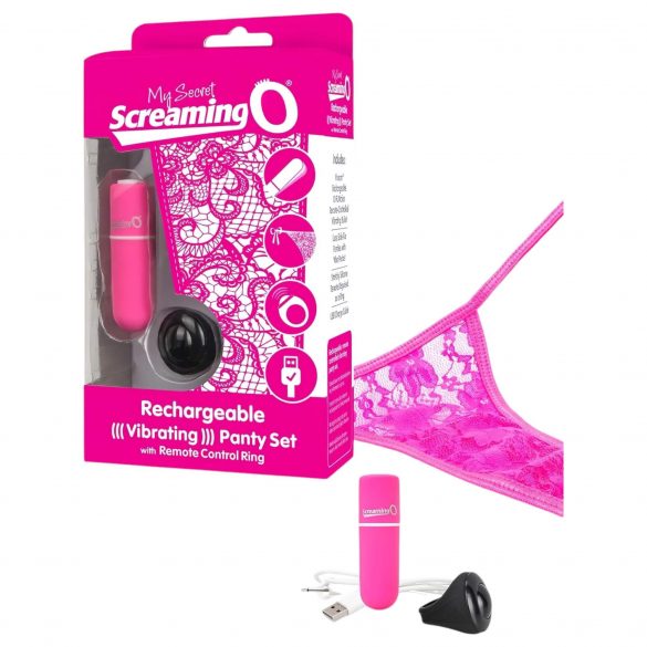 Screaming O Trosor Set - uppladdningsbara, trådlösa vibrator trosor (rosa) S-L