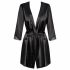 Obsessive Satinia Robe - svart kort satinkimono med trosa - L/XL