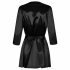 Obsessive Satinia Robe - svart kort satinkimono med trosa - L/XL