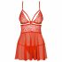 Obsessive 838-BAB-3 - pikant spets babydoll med string (röd)