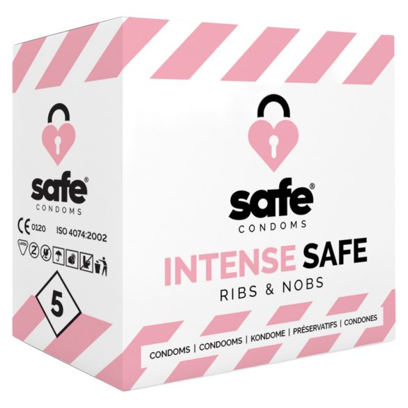 SAFE Intense Safe - ribbad-punktad kondom (5st)