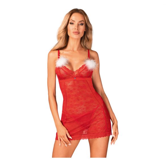 Obsessive Claussica - babydoll & string (röd) - XL/2XL